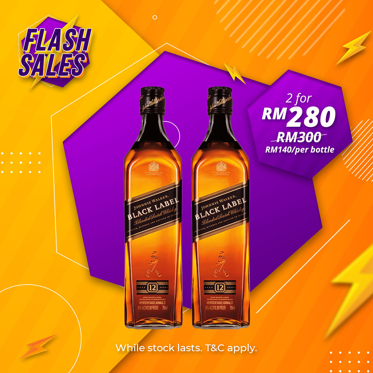 Flash Sale - Johnnie Walker Black Label 12 Years Blended Scotch [700ML] x 2
