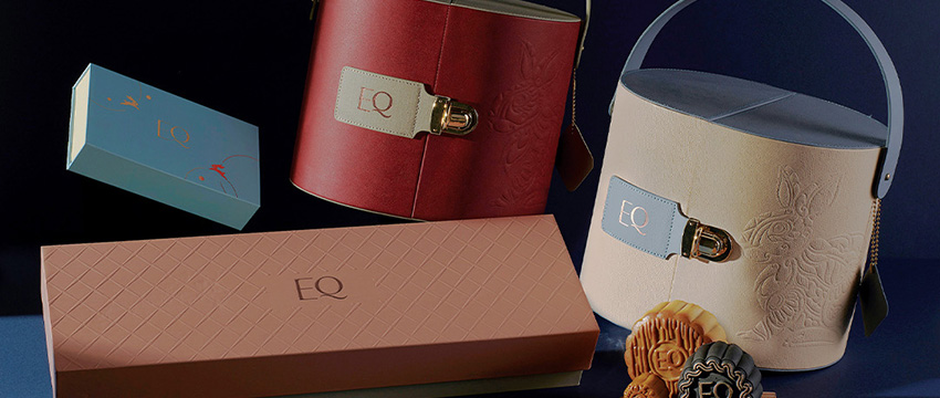 Elegant gift boxes and packaging displayed
