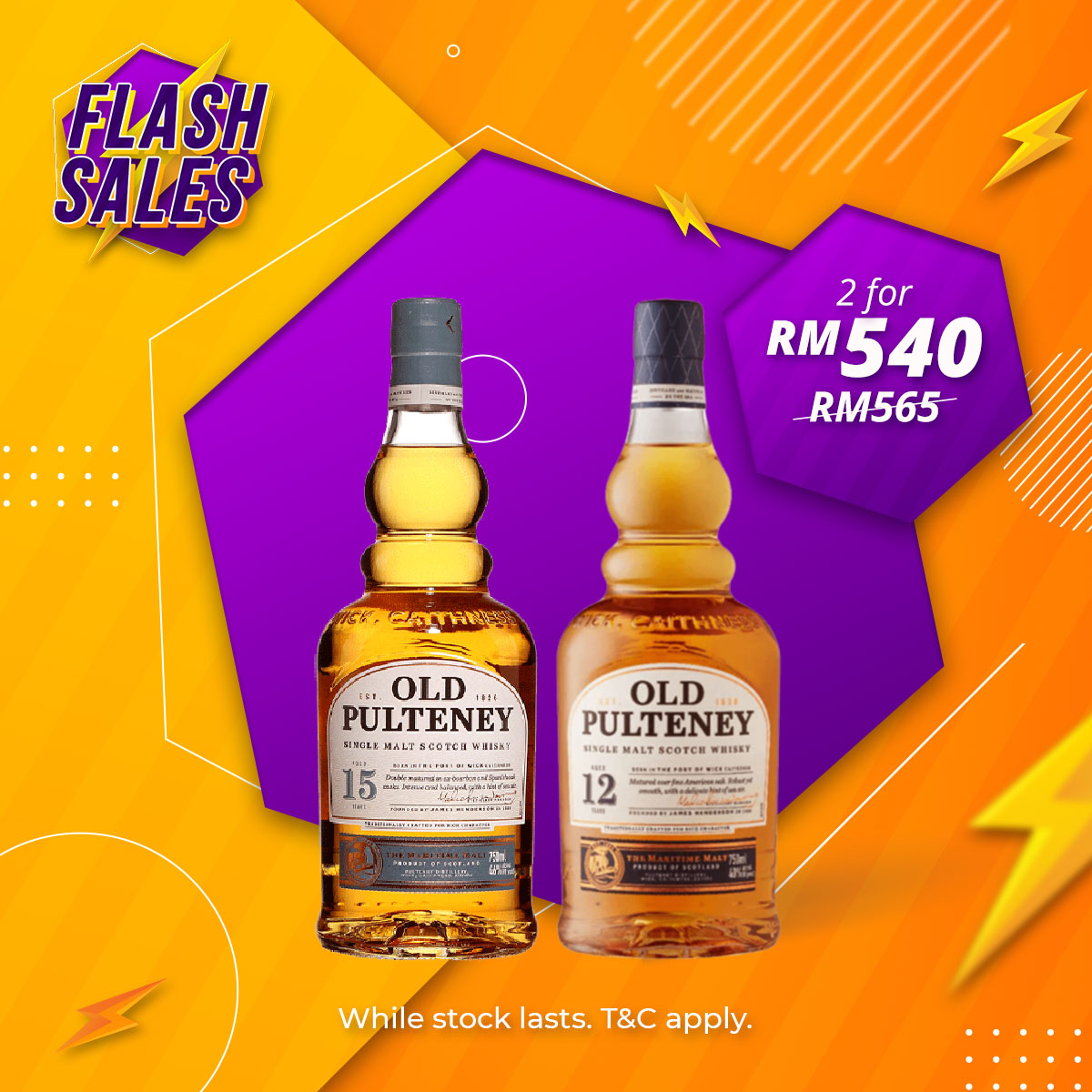 Flash Sale - Old Pulteney 12 & 15 Years Highland Single Malt [700ML]