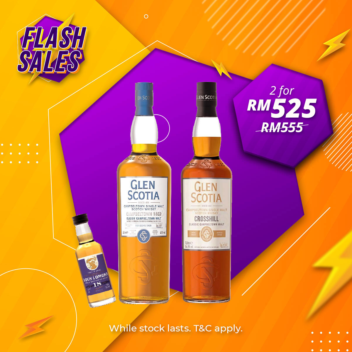 Flash Sale - Glen Scotia Crosshill Classic Campbeltown &  1832 Single Malt [Free Miniature]