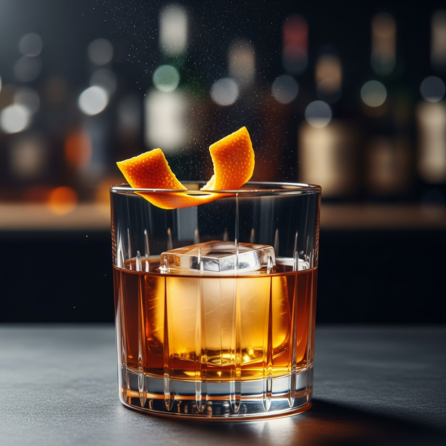 To showcase the art of crafting a sophisticated cocktail with premium spirits, focusing on the popular Old Fashioned mentioned in the article.