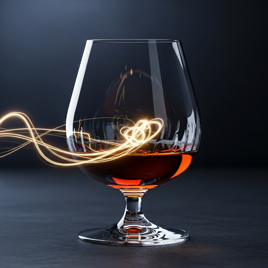 To visually represent the concept of 'the finish' in whisky – the long, lingering aftertaste described in the article.
