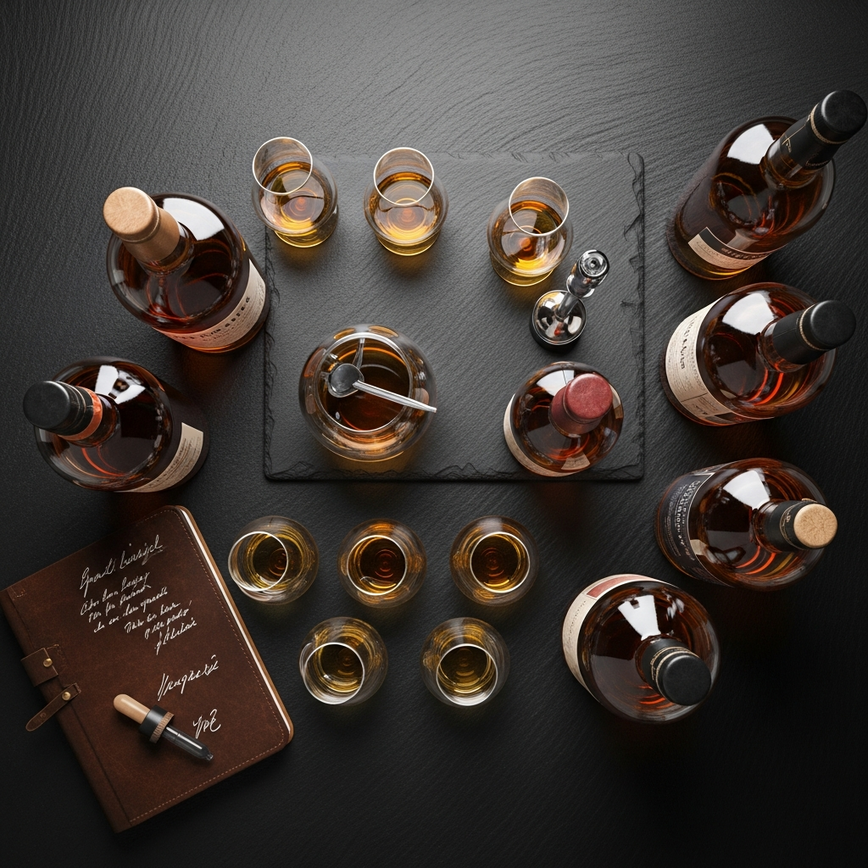 To illustrate the art of blending whisky, showing the combination of various whiskies to create a consistent and harmonious final product, as described in the article.