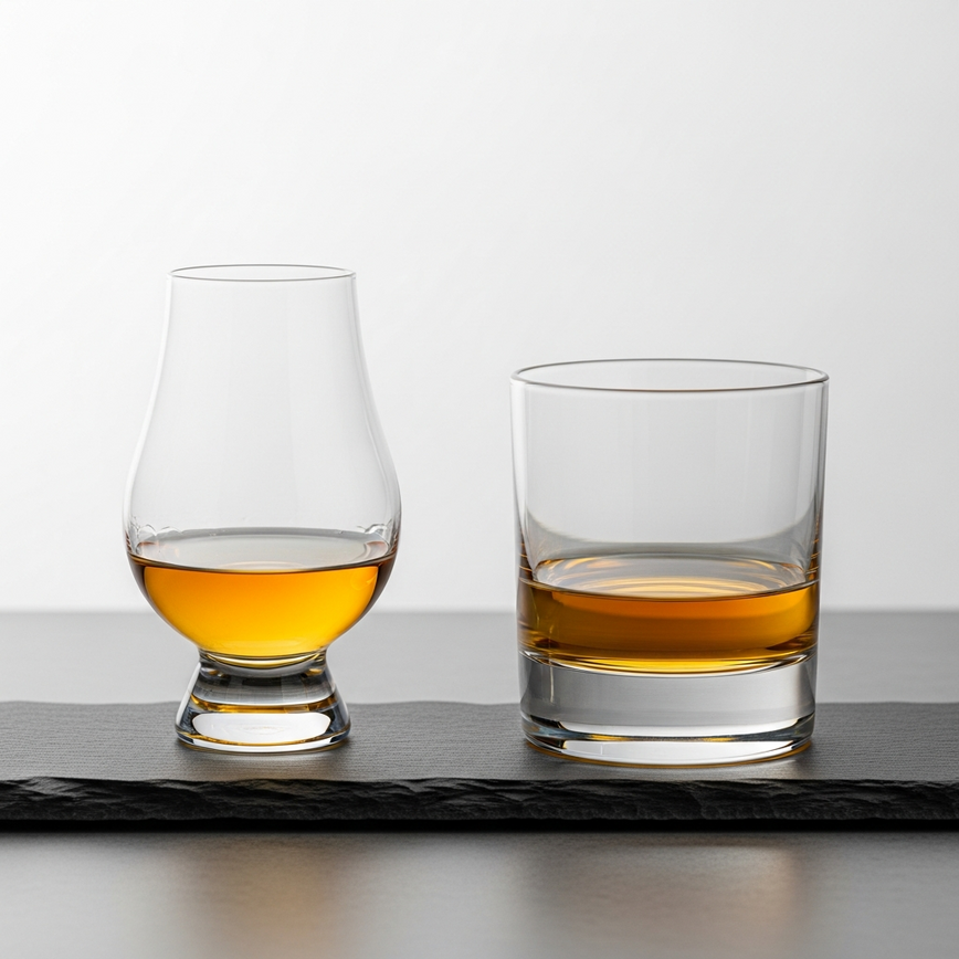 To visually demonstrate the importance of correct glassware by comparing a proper tasting glass with a standard tumbler, as mentioned in the 'Essential Equipment' section.