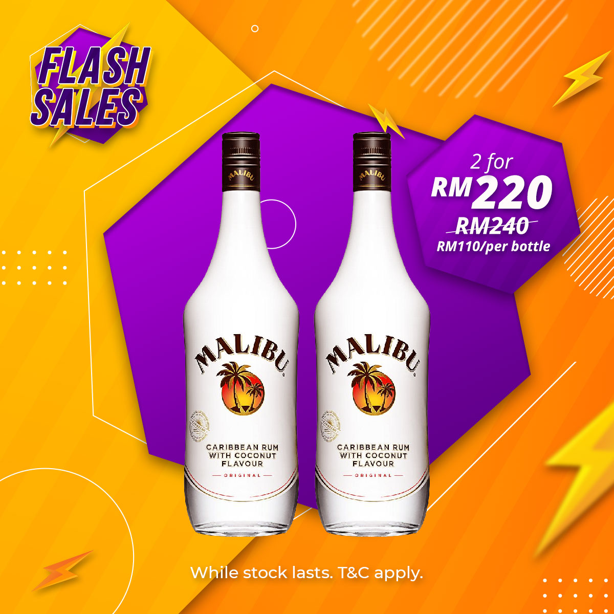 Flash Sale – Malibu Original White Rum [1000ML] x 2